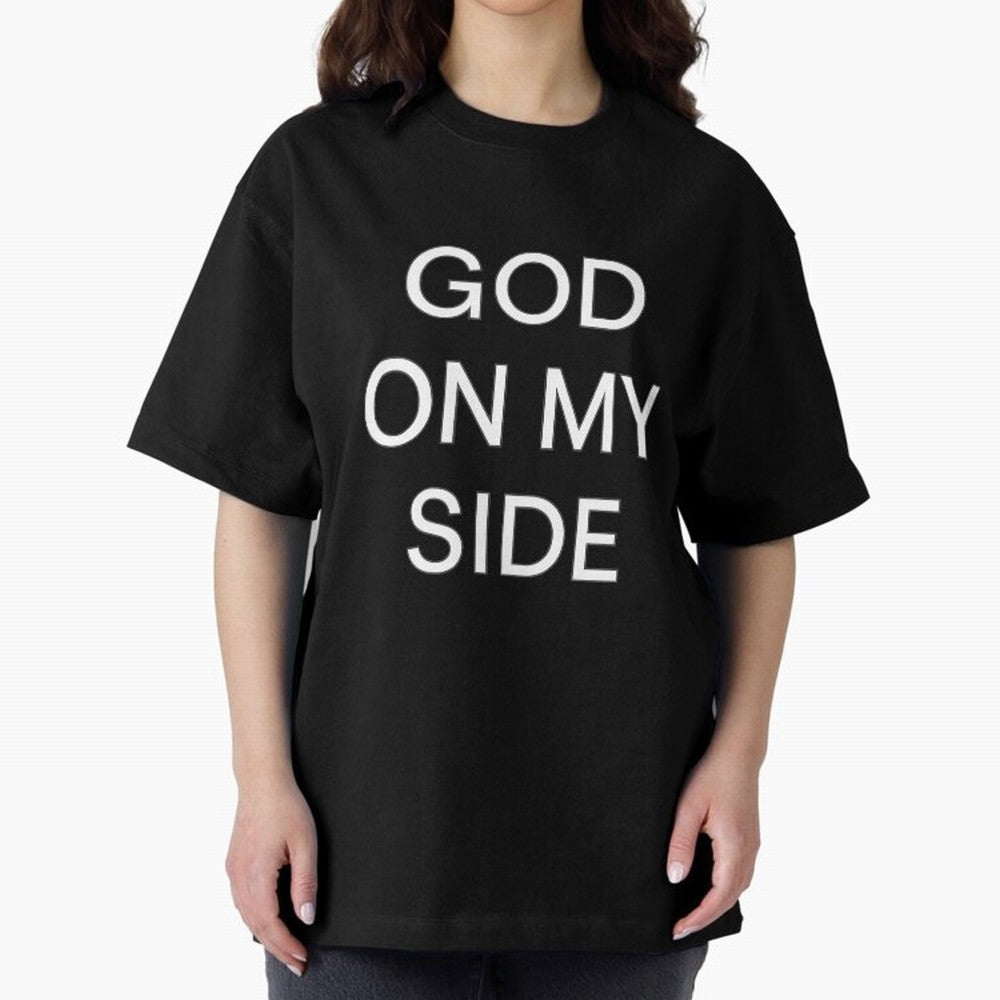 God On My Side - Minimalist Christian Outline Typography Oversized T-Shirt Celebrate the Road through the FIFA World Cup 2026 Journey through Mbappe Highlights, France Pride, Football History, Final Match Energy, Crowd Noise and Once in a Lifetime