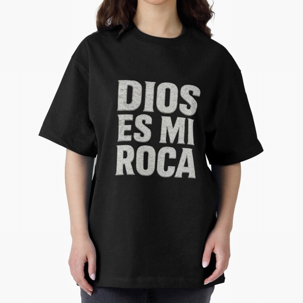 DIOS ES MI ROCA - White Stone Typography - Christian Oversized T-Shirt Celebrate Golden Goal Energy in the FIFA World Cup 2026 USA Canada Mexico Journey through Messi, Neymar and Mbappe Highlights, Brazil, Portugal and Argentina Pride, Vintage