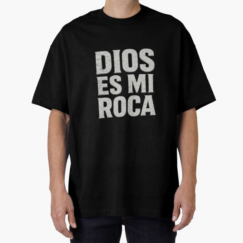 DIOS ES MI ROCA - White Stone Typography - Christian Oversized T-Shirt Celebrate Golden Goal Energy in the FIFA World Cup 2026 USA Canada Mexico Journey through Messi, Neymar and Mbappe Highlights, Brazil, Portugal and Argentina Pride, Vintage
