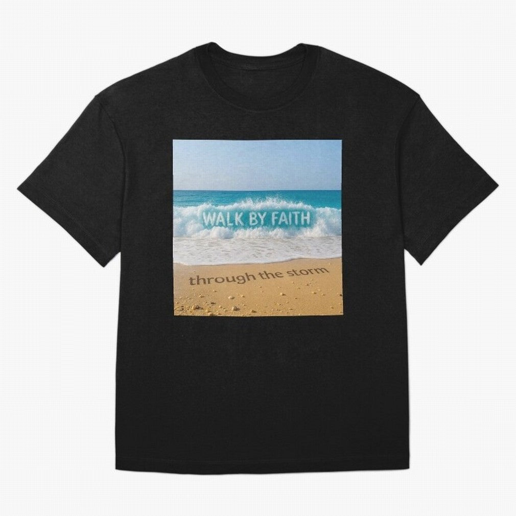 WALK BY FAITH - Through the Storm - Ocean Wave Art Oversized T-Shirt Celebrate the Next Chapter of FIFA World Cup 2026 Group Stage Spirit, Highlighting Spain, Messi, Neymar and Mbappe, Stadium Memories, Football Loyalty, International Chants and