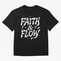 FAITH & FLOW - Liquid Chrome Typography - Urban Christian Oversized T-Shirt Follow the Final Road of Global Football Passion for FIFA World Cup 2026, Capturing Cristiano Ronaldo, Haaland and CR7, Brazil, Match Day Excitement, Supporter Culture,
