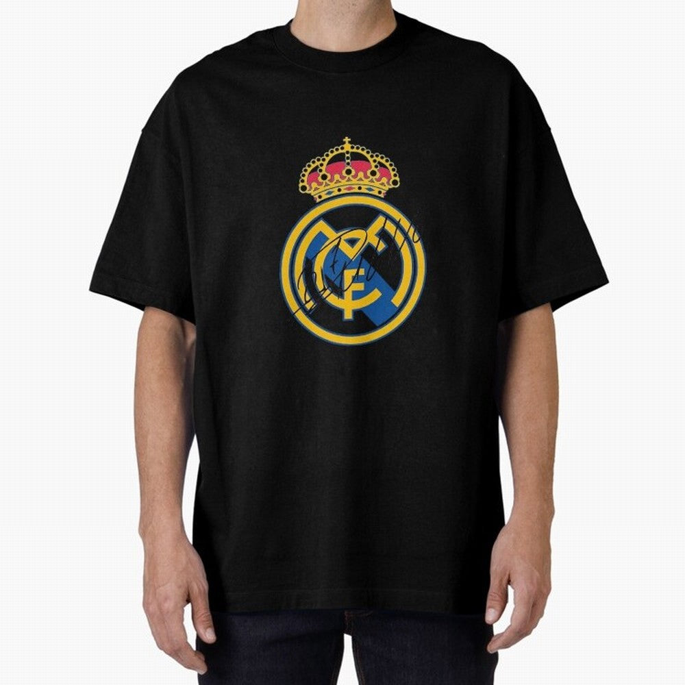 Real Madrid C.F. crest with Cristiano Ronaldo's autograph Oversized T-Shirt Make Game Day About Match Day Hype around FIFA World Cup 2026 Group Stage, Haaland, England, Classic Soccer Heritage, Championship Pressure, Fan Loyalty and International