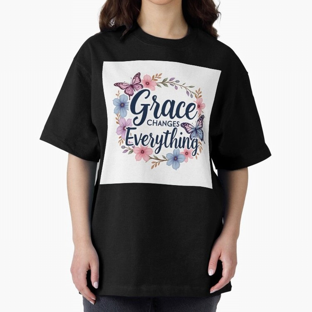 Grace Changes Everything T Shirt Oversized T-Shirt Show Your Tournament Heart for FIFA World Cup 2026 for Fans of Messi and Cristiano Ronaldo and Brazil, Bringing Match Day Excitement, Supporter Culture, Golden Goals and Global Football Passion;