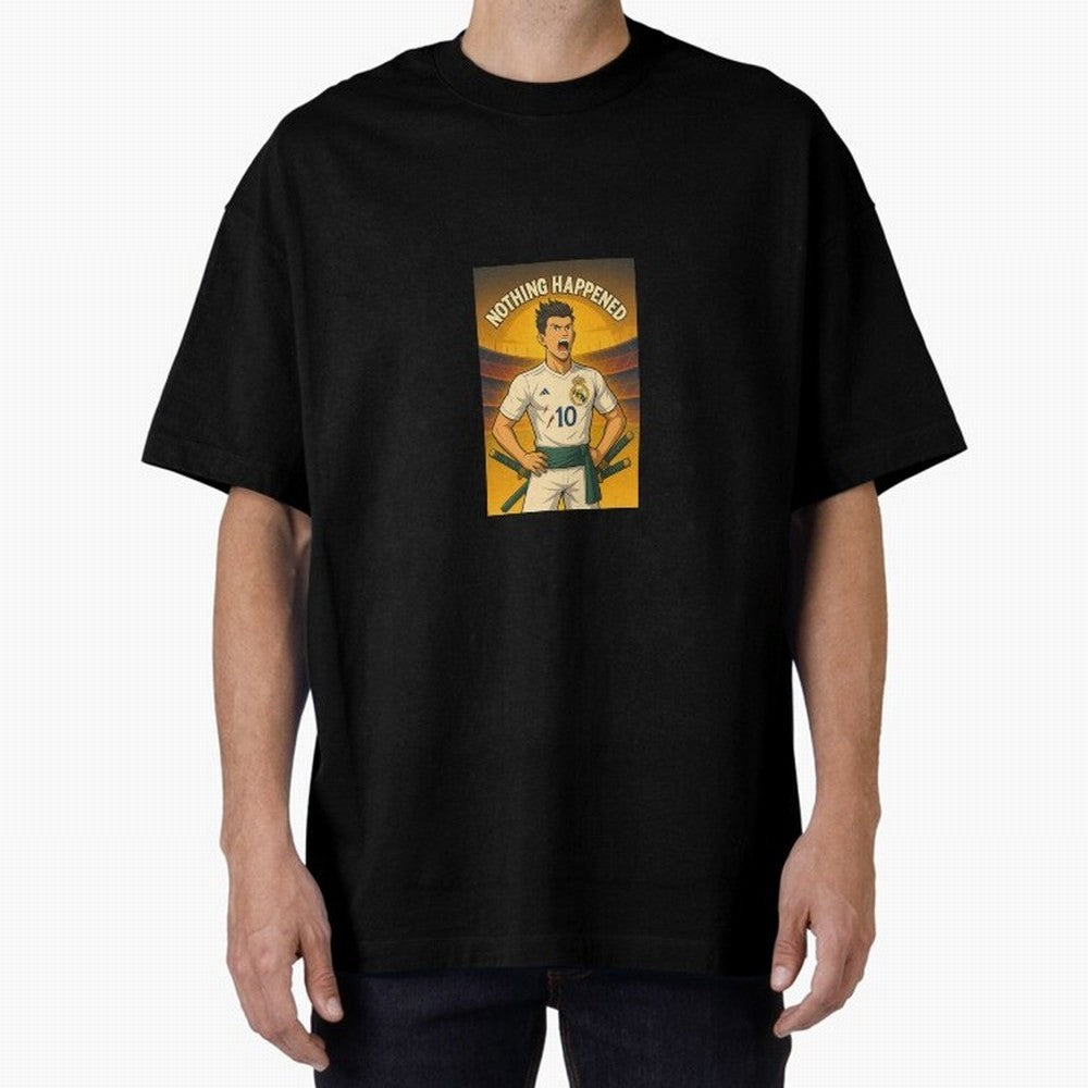 Cristiano Zoro Nothing Happened Oversized T-Shirt Follow Every Goal of Match Day Hype around FIFA World Cup 2026, CR7, England, France and Netherlands, Retro Football Energy, Iconic Rivalries, Trophy Chase Drama and Stadium Atmosphere; Ideal for