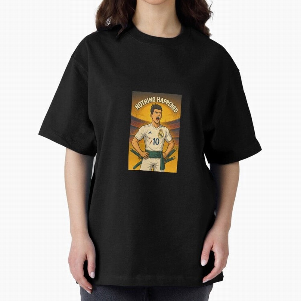 Cristiano Zoro Nothing Happened Oversized T-Shirt Follow Every Goal of Match Day Hype around FIFA World Cup 2026, CR7, England, France and Netherlands, Retro Football Energy, Iconic Rivalries, Trophy Chase Drama and Stadium Atmosphere; Ideal for