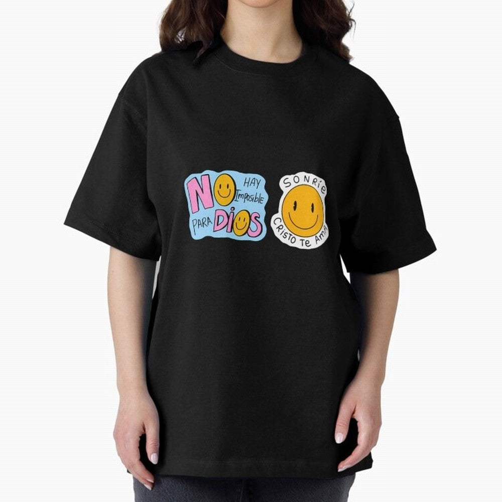 No Hay Imposibles Para Dios Sonrie Cristo Te Ama Oversized T-Shirt Support Your Favorite Stars during the FIFA World Cup 2026 USA Canada Mexico Journey through Messi, Neymar and Mbappe Highlights, Argentina, France and Brazil Pride, Vintage Soccer