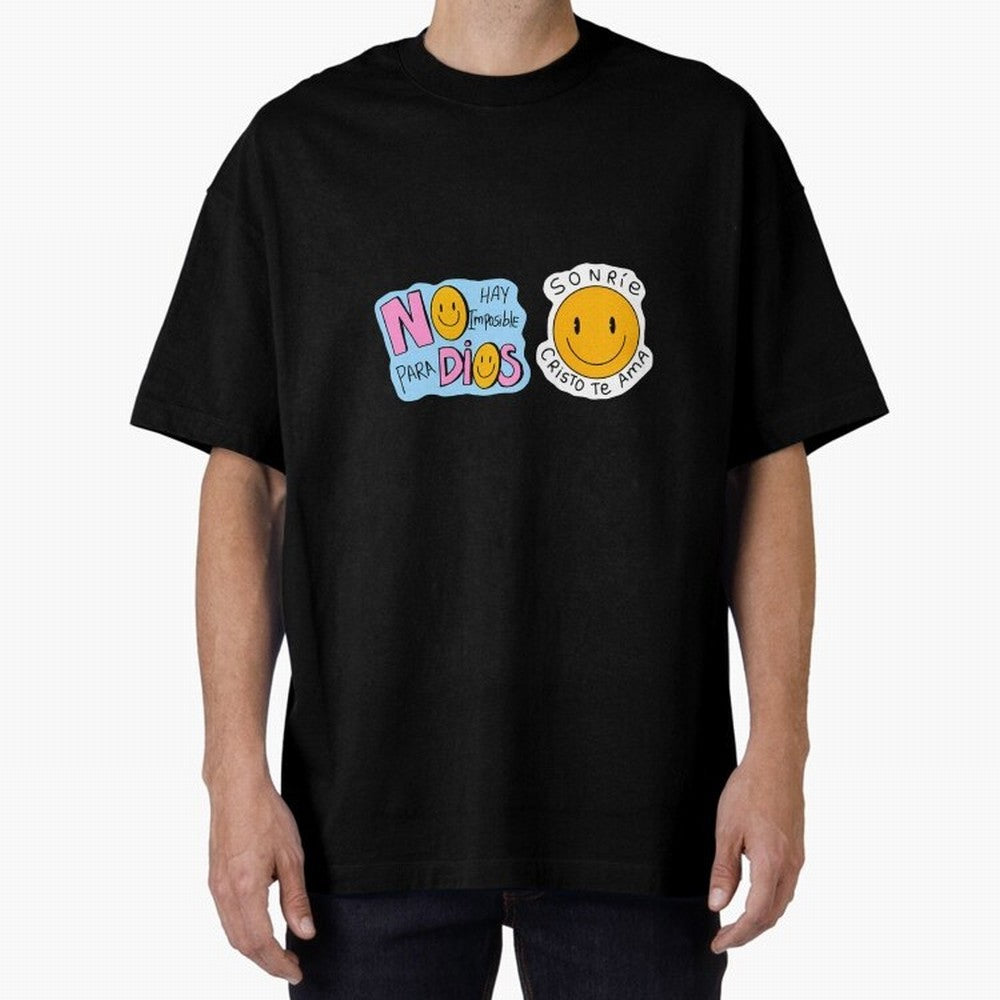 No Hay Imposibles Para Dios Sonrie Cristo Te Ama Oversized T-Shirt Support Your Favorite Stars during the FIFA World Cup 2026 USA Canada Mexico Journey through Messi, Neymar and Mbappe Highlights, Argentina, France and Brazil Pride, Vintage Soccer