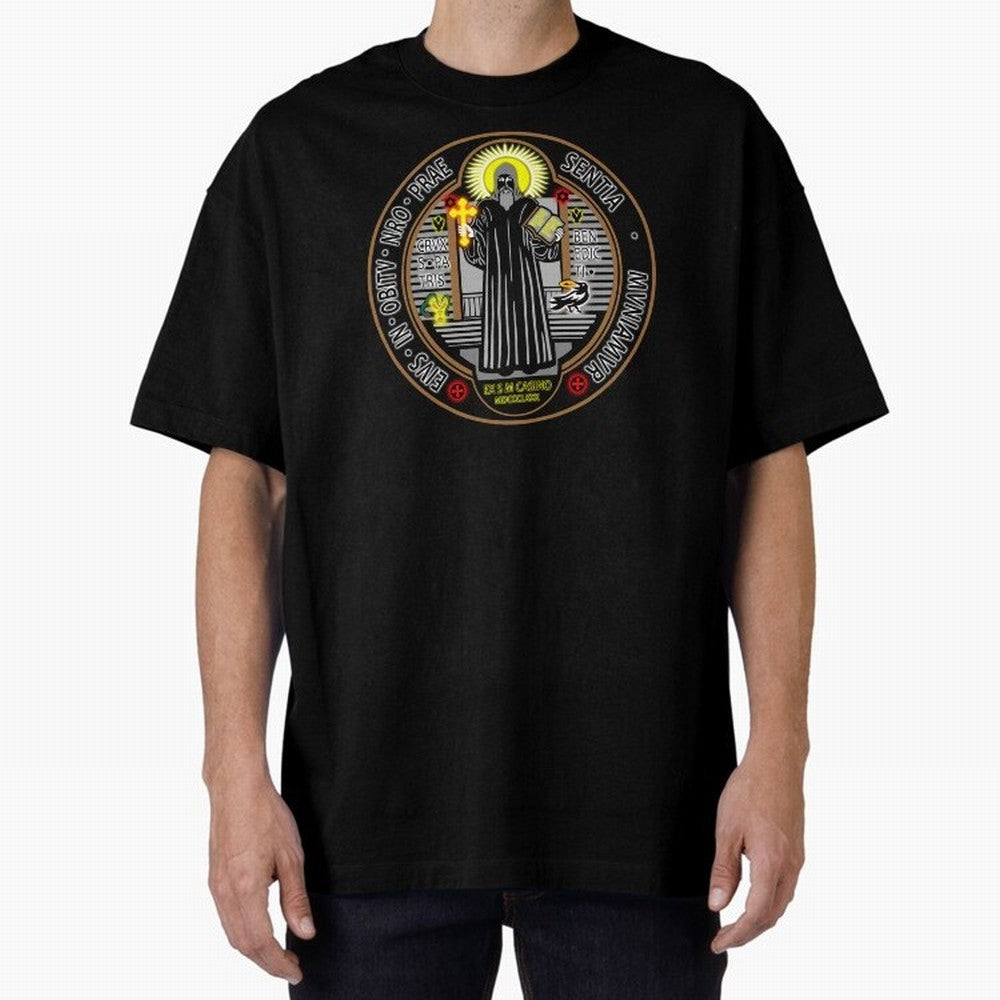 Medalla de San Benito Color Frontal Oversized T-Shirt Bring Trophy Dreams to the FIFA World Cup 2026 Journey through Messi Highlights, England, France and Netherlands Pride, Vintage Soccer Flavor, Modern Football Stars, National Flags and Final