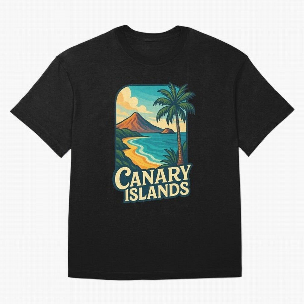 Tropical Shoreline of the Canary Islands Spain Oversized T-Shirt Honor the Football Icons of FIFA World Cup 2026 USA Canada Mexico Spirit, Connected to Portugal, Spain and Germany, Mbappe and Neymar, Football Festival Excitement, Trophy Ambitions,