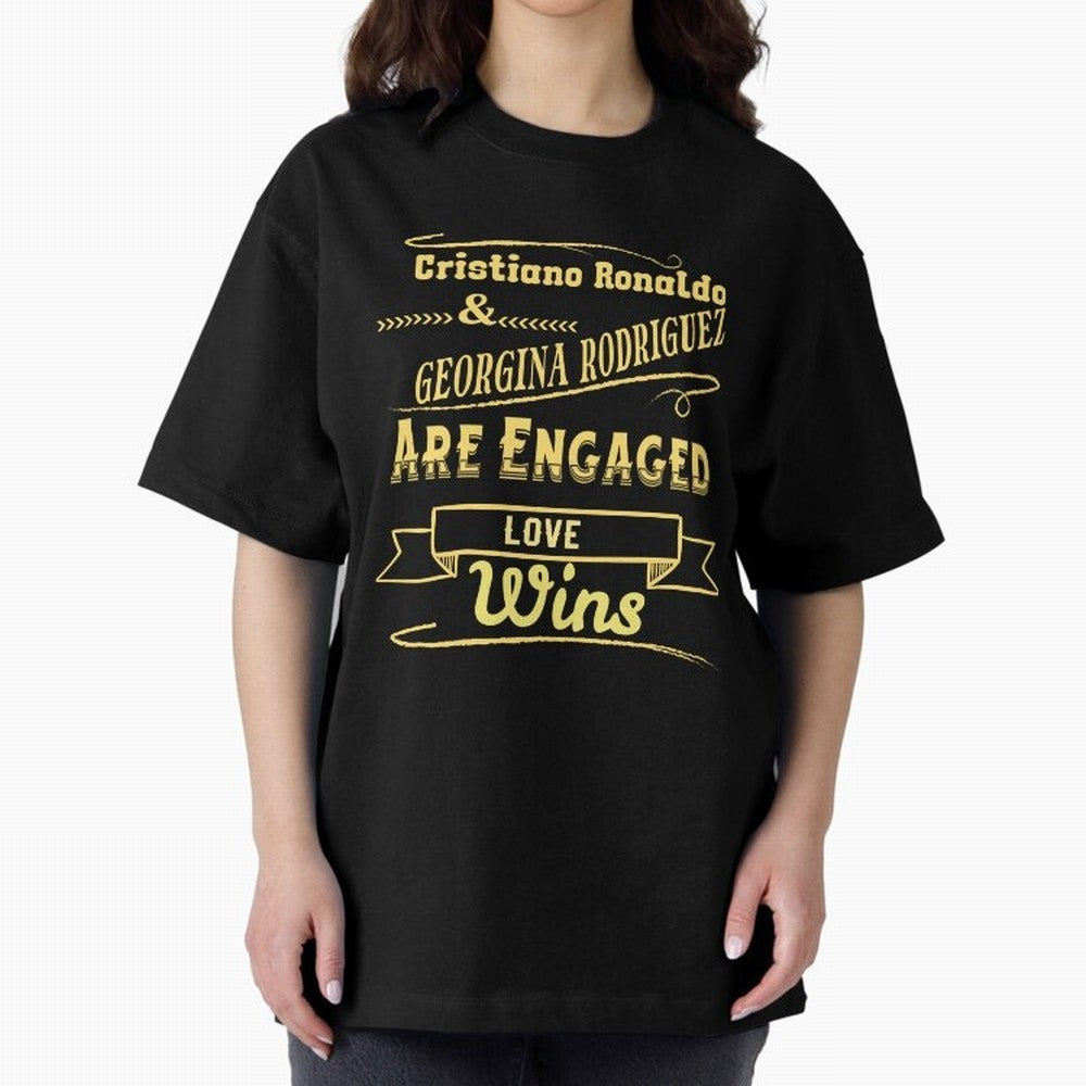Cristiano & Georgina Engagement ¨C True Love Story Oversized T-Shirt Represent the Passion of FIFA World Cup 2026 Group Stage with CR7 and Messi, Brazil, Portugal and Argentina Energy, Global Supporter Spirit, Legendary Goals, National Colors and