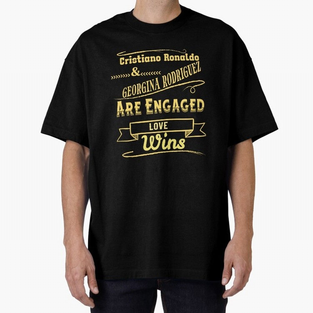 Cristiano & Georgina Engagement ¨C True Love Story Oversized T-Shirt Represent the Passion of FIFA World Cup 2026 Group Stage with CR7 and Messi, Brazil, Portugal and Argentina Energy, Global Supporter Spirit, Legendary Goals, National Colors and