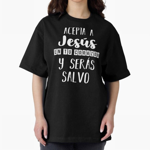 Acepta a Jes¨²s en tu Corazon Mensaje Cristianos Dios Spanish Oversized T-Shirt Support Iconic Players in FIFA World Cup 2026 USA Canada Mexico for Fans of Messi, Neymar and Mbappe and Germany, Bringing Global Supporter Spirit, Legendary Goals,
