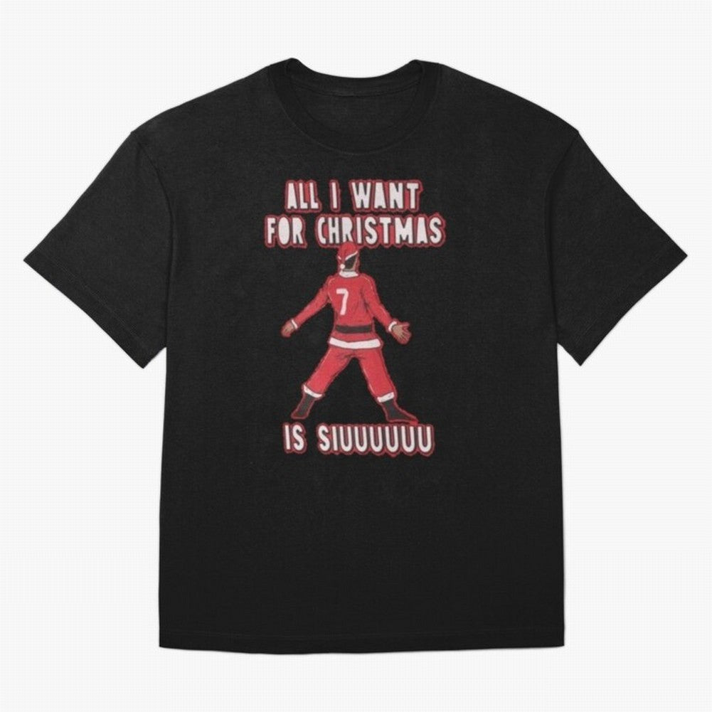 All I Want For Christmas Is Siuuu (3) Oversized T-Shirt Share the Excitement of the FIFA World Cup 2026 USA Canada Mexico Journey through CR7 Highlights, Argentina and Brazil Pride, Vintage Soccer Flavor, Modern Football Stars, National Flags and