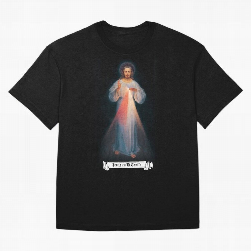 Imagen de la Divina Misericordia, JES¨²S EN T¨ª CONF¨ªO regalos cat¨®licos y cristianos, Oversized T-Shirt Feel the Roar of FIFA World Cup 2026 Spirit, Celebrating Spain and Netherlands, Mbappe, Football Passion, Legendary Performances, Festival