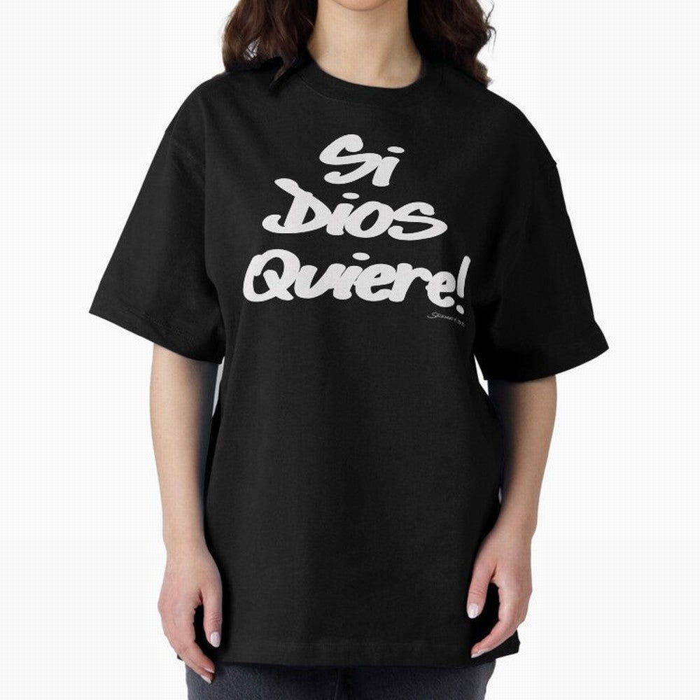 Si Dios Quiere! Oversized T-Shirt Celebrate the FIFA World Cup 2026 Group Stage Journey through CR7 and Messi Highlights, France and Portugal Pride, Goal Celebration Energy, Supporter Heritage, Football Icons and Worldwide Tournament Joy; Great for