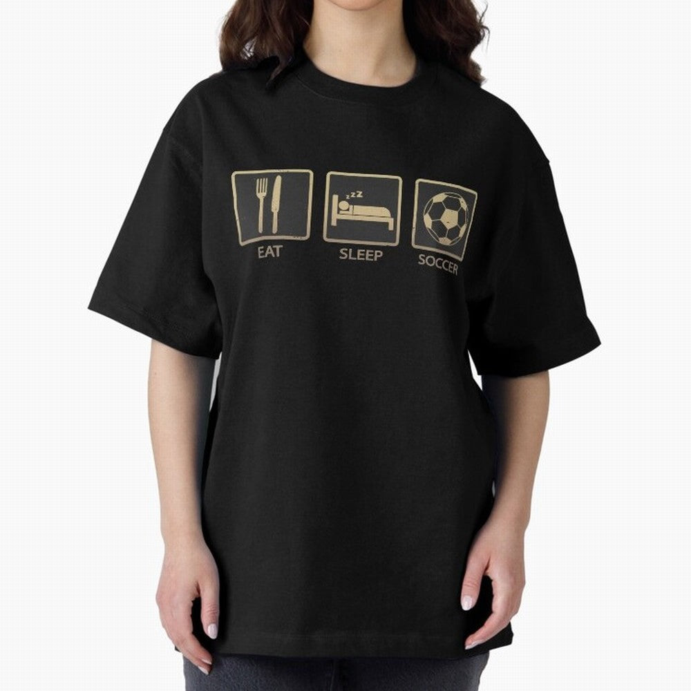 Eat Sleep Soccer Oversized T-Shirt Follow the Final Road of FIFA World Cup 2026 USA Canada Mexico for Fans of CR7 and Messi and Argentina and Brazil, Bringing Soccer Culture, Superstar Moments, National Team Dreams and Competitive Fire; Created for