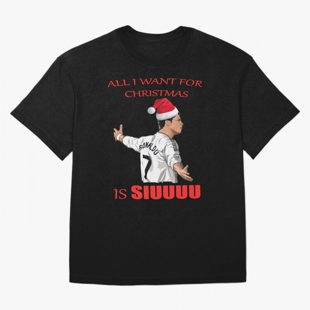 All I Want For Christmas Is Siuuu Oversized T-Shirt Feel the Heartbeat of the FIFA World Cup 2026 Journey through Messi Highlights, Germany Pride, Championship Spirit, Famous Goals, Roaring Crowds and International Football Unity; Ideal for