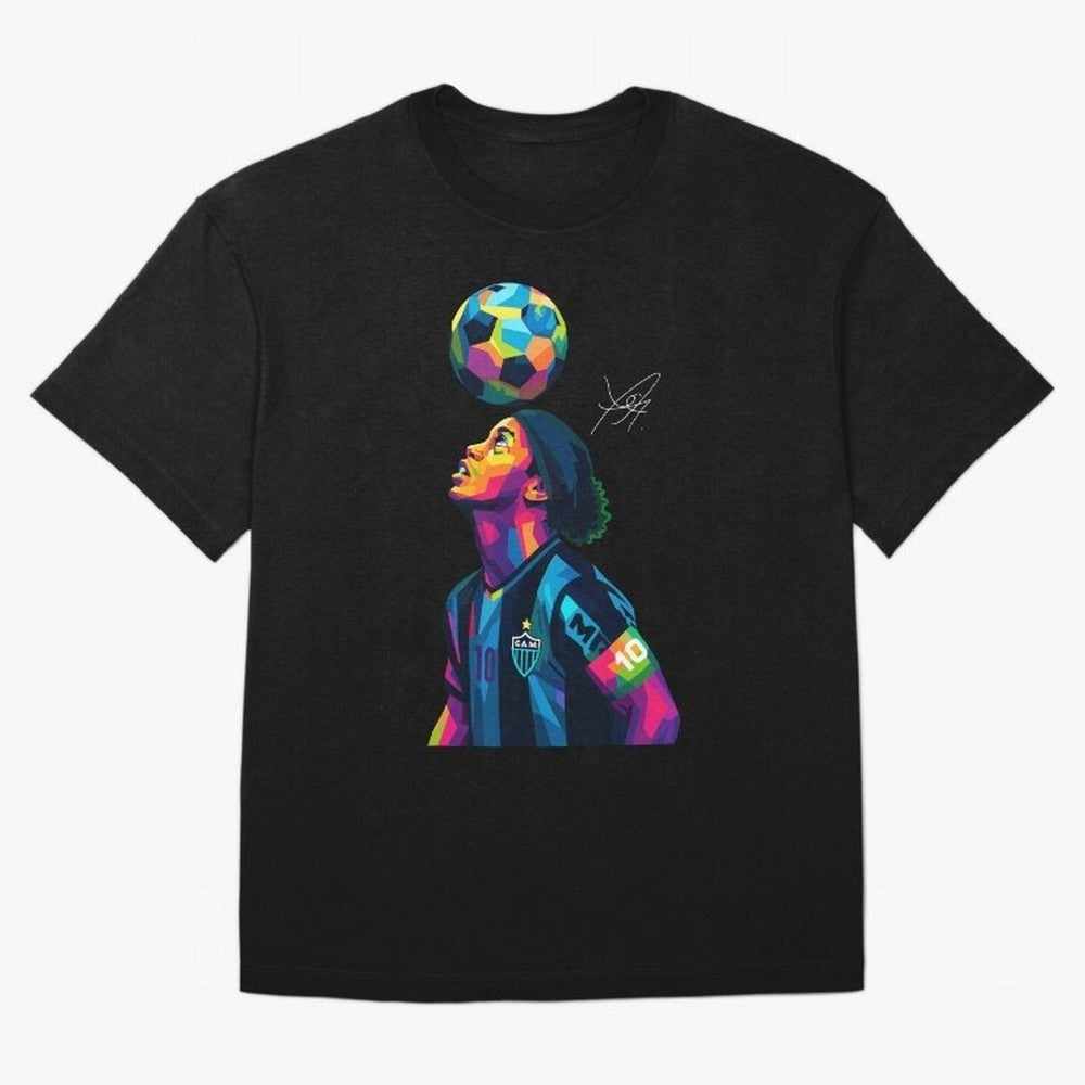Ronaldinho Wpap Art Oversized T-Shirt Capture Stadium Memories from Match Day Hype around FIFA World Cup 2026 Group Stage, Neymar, Haaland and Cristiano Ronaldo, England, Vintage Soccer Flavor, Modern Football Stars, National Flags and Final Night