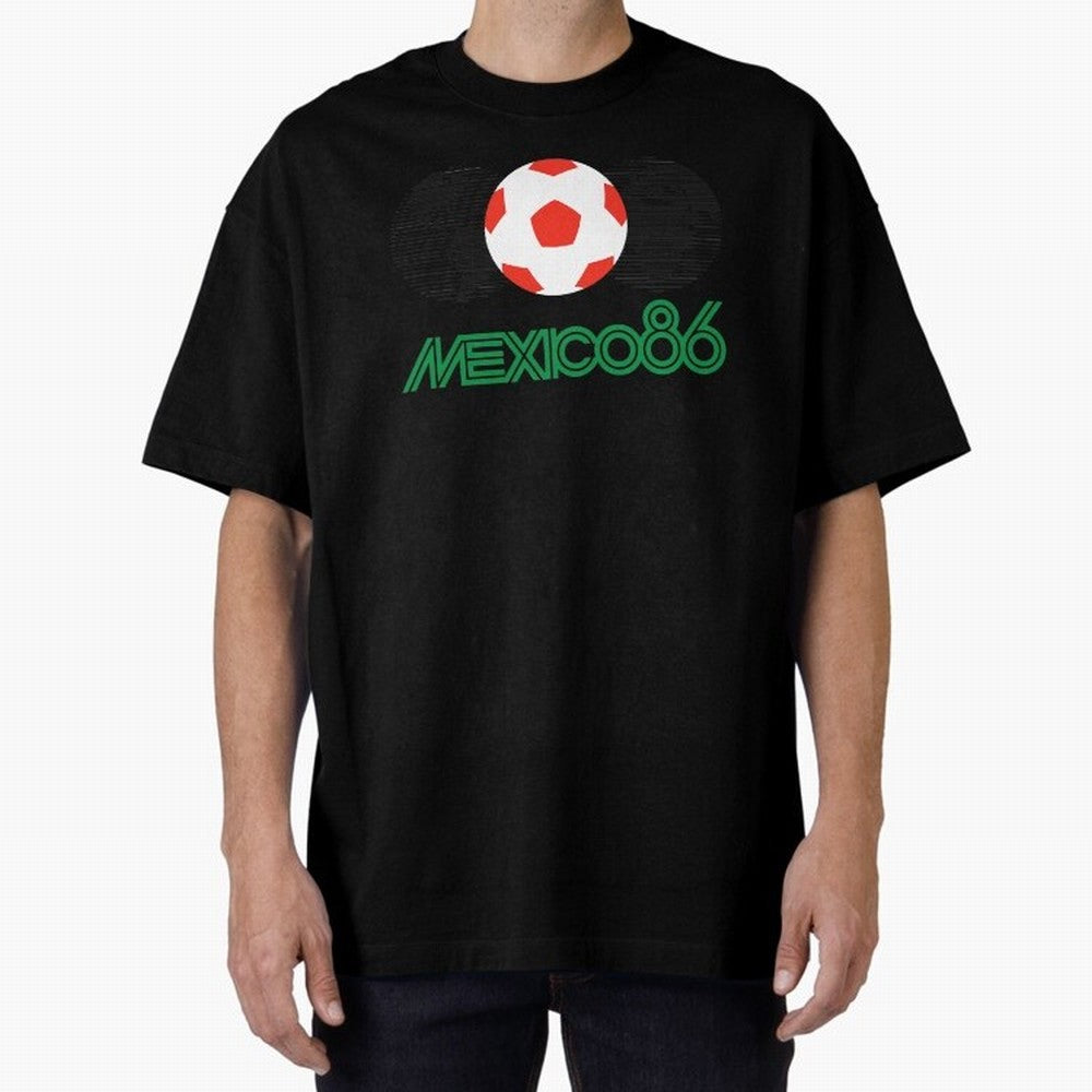 Mexico 86 Oversized T-Shirt Represent the Passion of FIFA World Cup 2026 Group Stage with CR7 and Messi, Brazil, Portugal and Argentina Energy, Global Supporter Spirit, Legendary Goals, National Colors and Tournament Celebration; Ideal for Fans Who