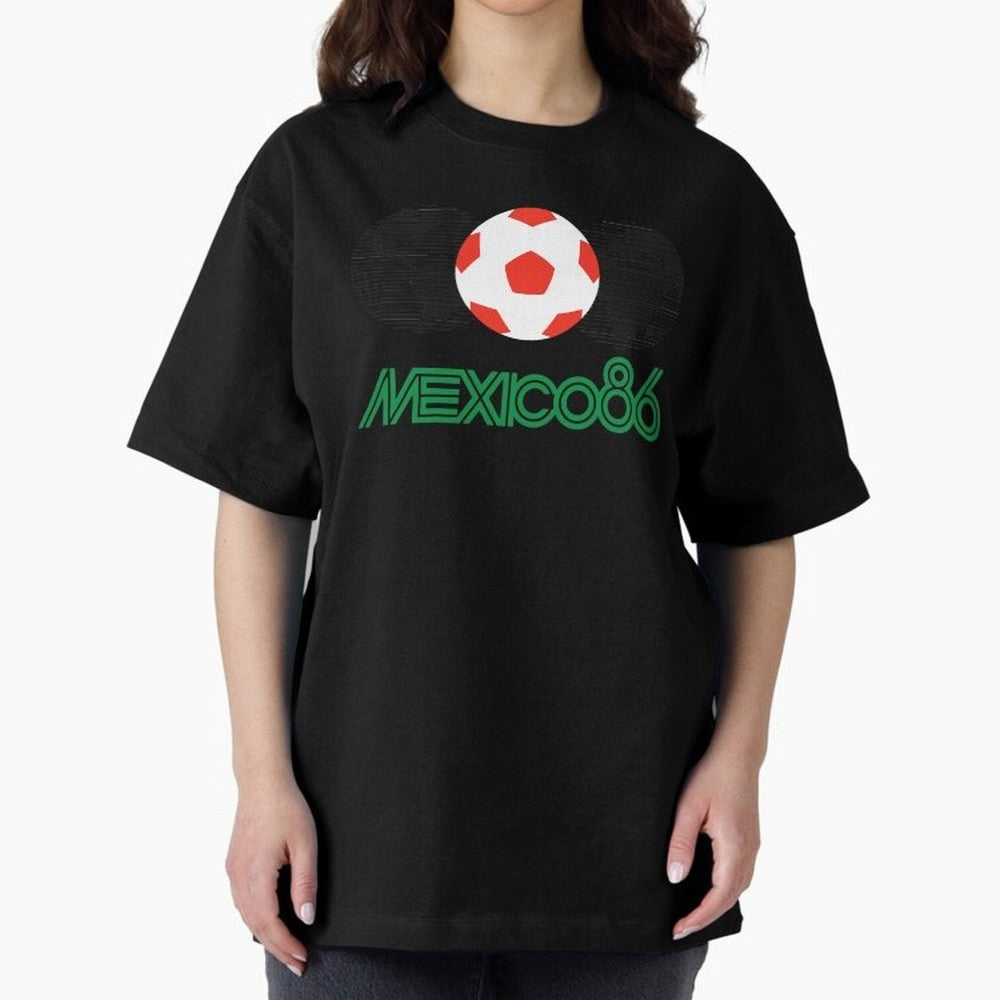 Mexico 86 Oversized T-Shirt Represent the Passion of FIFA World Cup 2026 Group Stage with CR7 and Messi, Brazil, Portugal and Argentina Energy, Global Supporter Spirit, Legendary Goals, National Colors and Tournament Celebration; Ideal for Fans Who
