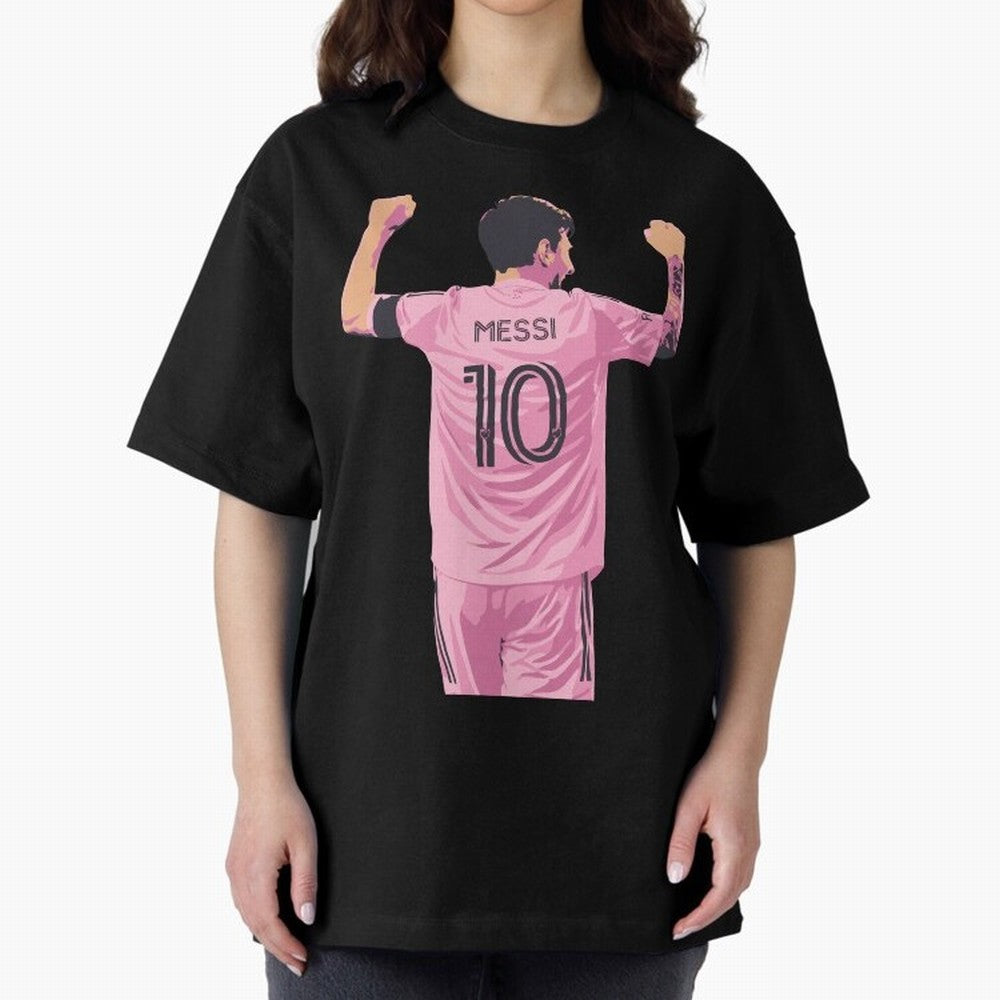 Lionel Messi Celebration Oversized T-Shirt Share FIFA World Cup 2026 USA Canada Mexico Filled with Haaland and Mbappe, England, France and Netherlands Energy, Championship Spirit, Famous Goals, Roaring Crowds and International Football Unity; Ideal