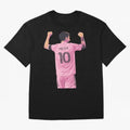 Lionel Messi Celebration Oversized T-Shirt Share FIFA World Cup 2026 USA Canada Mexico Filled with Haaland and Mbappe, England, France and Netherlands Energy, Championship Spirit, Famous Goals, Roaring Crowds and International Football Unity; Ideal