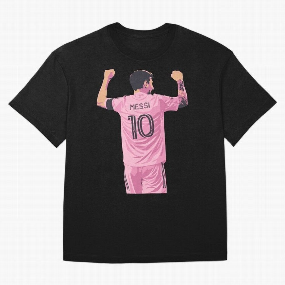 Lionel Messi Celebration Oversized T-Shirt Share FIFA World Cup 2026 USA Canada Mexico Filled with Haaland and Mbappe, England, France and Netherlands Energy, Championship Spirit, Famous Goals, Roaring Crowds and International Football Unity; Ideal