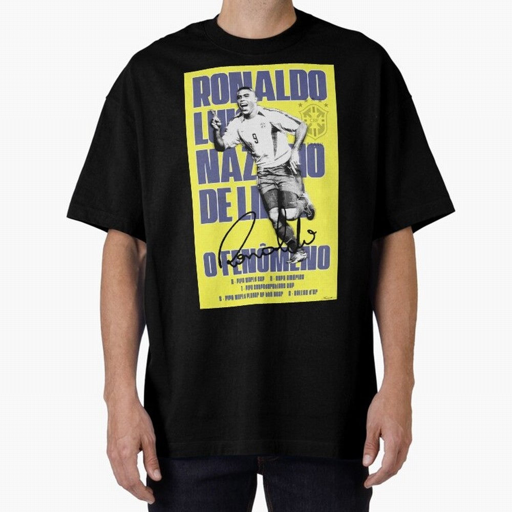 R9 Ronaldo Nazario Poster Oversized T-Shirt Join Supporters Worldwide for FIFA World Cup 2026 USA Canada Mexico for Fans of Messi, CR7 and Mbappe and Argentina, Bringing Sports Nostalgia, International Competition, Famous Players and Unforgettable