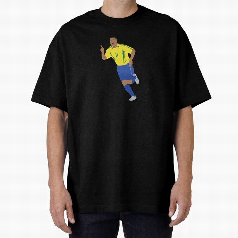 R9 Brazil - Ronaldo Oversized T-Shirt Show Support during FIFA World Cup 2026 USA Canada Mexico for Fans of Messi and Cristiano Ronaldo and Argentina, Bringing Soccer Culture, Superstar Moments, National Team Dreams and Competitive Fire; Ideal for