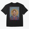 Art Ronaldinho Painting Oversized T-Shirt Follow the Final Road of FIFA World Cup 2026 Group Stage Driven by Messi and Cristiano Ronaldo, England, France and Netherlands Energy, Worldwide Fan Energy, Dramatic Goals, Stadium Lights and Championship
