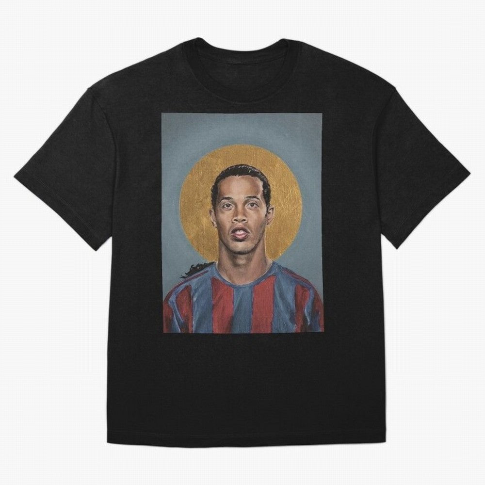 Art Ronaldinho Painting Oversized T-Shirt Follow the Final Road of FIFA World Cup 2026 Group Stage Driven by Messi and Cristiano Ronaldo, England, France and Netherlands Energy, Worldwide Fan Energy, Dramatic Goals, Stadium Lights and Championship