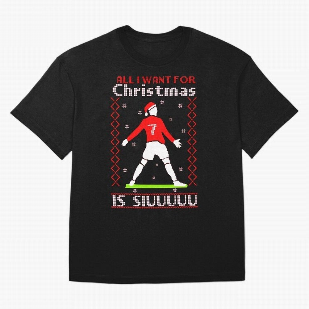 All I Want for Christmas Is Siu Ronaldo Oversized T-Shirt Enjoy the Biggest Football Party of FIFA World Cup 2026 Group Stage for Fans of Messi, Neymar and Mbappe and Spain and Netherlands, Bringing Classic Soccer Heritage, Championship Pressure,
