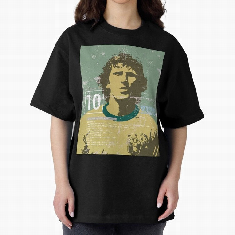 Zico Oversized T-Shirt Capture Stadium Memories from FIFA World Cup 2026 USA Canada Mexico with CR7 and Messi, Argentina and Brazil Energy, Stadium Chants, National Pride, Trophy Dreams and Unforgettable Football Memories; Perfect for People Who