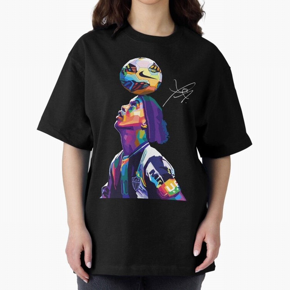Ronaldinho Wpap Pop Art Oversized T-Shirt Represent the Passion of FIFA World Cup 2026 Inspired by Neymar, Argentina Energy, Game Day Rituals, Football Legends, Country Pride and the Road to the Final; Perfect for Fans, Collectors, Family