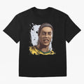 Illustration Ronaldinho Art Oversized T-Shirt Remember Iconic Moments from Global Football Passion for FIFA World Cup 2026, Capturing CR7, Brazil, Portugal and Argentina, Soccer Culture, Superstar Moments, National Team Dreams and Competitive Fire;