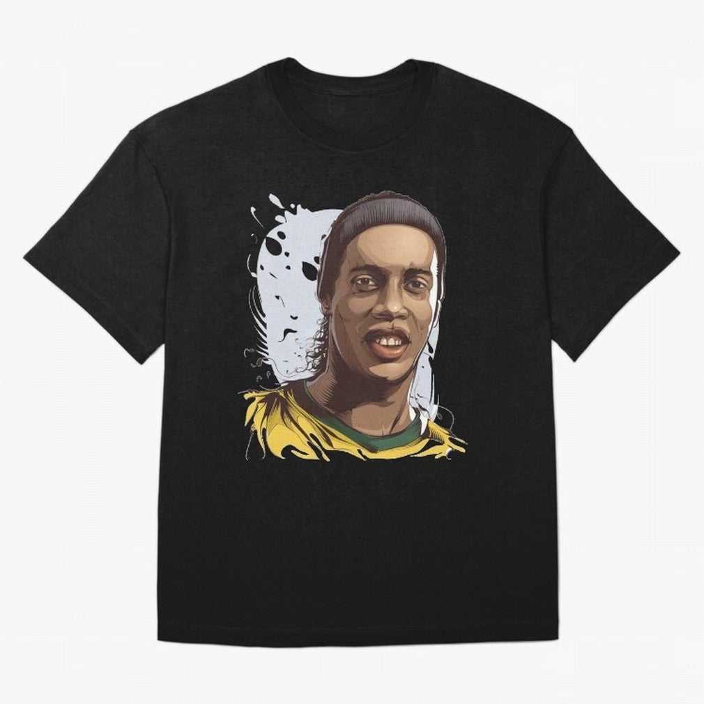 Illustration Ronaldinho Art Oversized T-Shirt Remember Iconic Moments from Global Football Passion for FIFA World Cup 2026, Capturing CR7, Brazil, Portugal and Argentina, Soccer Culture, Superstar Moments, National Team Dreams and Competitive Fire;