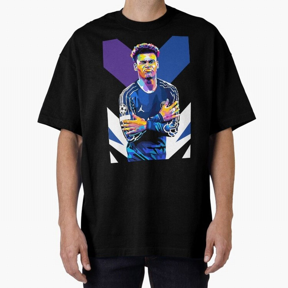 Desire Doue in WPAP Style Oversized T-Shirt Embrace Match Day Hype around FIFA World Cup 2026 Group Stage, Messi, Neymar and Mbappe, Portugal, Football History, Final Match Energy, Crowd Noise and Once in a Lifetime Moments; Perfect for Supporters