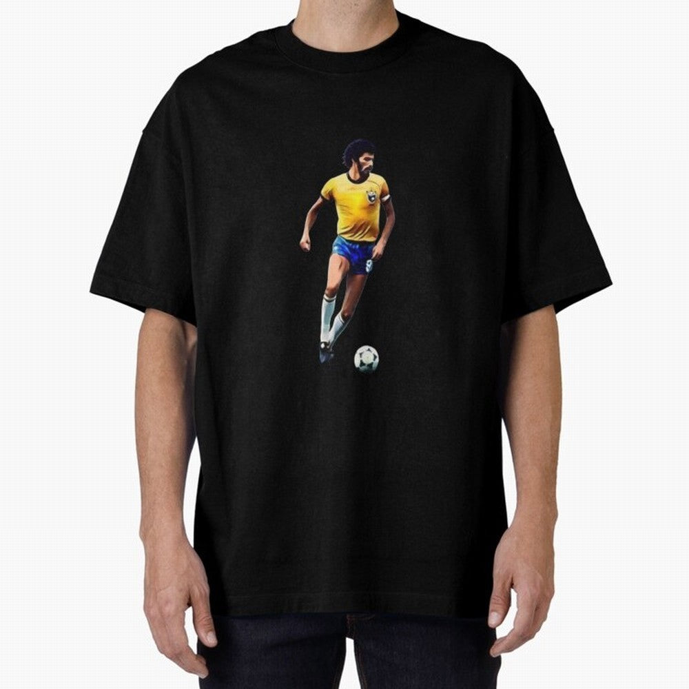 Legends of The Beautiful Game Cartoon Collection Legends Socrates Cartoon Artwork9 Oversized T-Shirt Fuel the Hype around FIFA World Cup 2026 Group Stage for Fans of Cristiano Ronaldo and Brazil, Bringing Global Supporter Spirit, Legendary Goals,