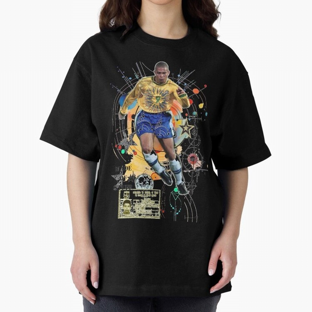Ronaldo Nazario Football Playmaker Oversized T-Shirt Celebrate Unforgettable Nights in Global Football Passion for FIFA World Cup 2026 USA Canada Mexico, Connected to Neymar, Haaland and Cristiano Ronaldo, Germany, Championship Spirit, Famous