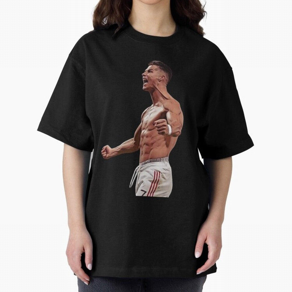 Ronaldo Last Minute Goal Celebration United 7 Oversized T-Shirt Show Championship Spirit for FIFA World Cup 2026 USA Canada Mexico Spirit, Highlighting Portugal, Neymar, Haaland and Cristiano Ronaldo, Sports Nostalgia, International Competition,
