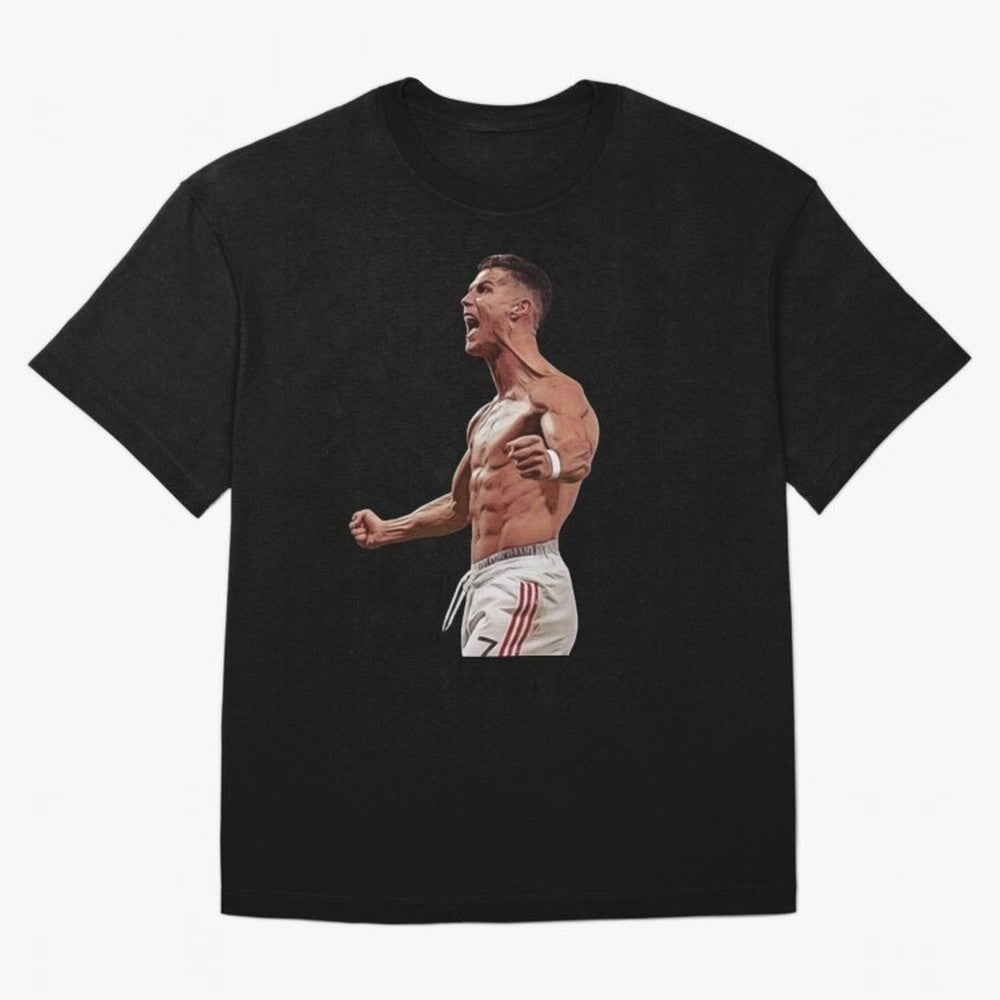 Ronaldo Last Minute Goal Celebration United 7 Oversized T-Shirt Show Championship Spirit for FIFA World Cup 2026 USA Canada Mexico Spirit, Highlighting Portugal, Neymar, Haaland and Cristiano Ronaldo, Sports Nostalgia, International Competition,