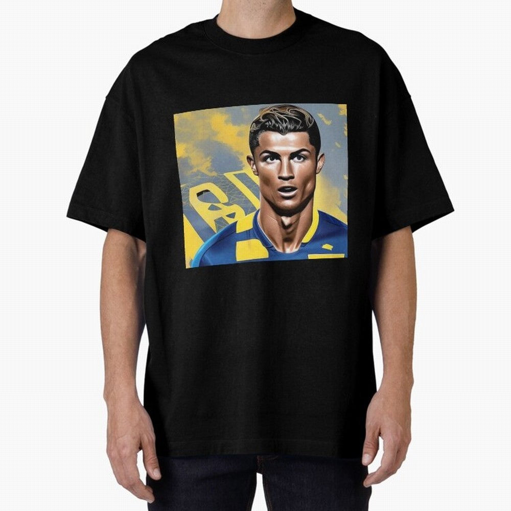 Ronaldo al nassr Oversized T-Shirt Make Memories around Global Football Passion for FIFA World Cup 2026 USA Canada Mexico, Centered on Mbappe, Portugal, Vintage Soccer Flavor, Modern Football Stars, National Flags and Final Night Emotion; Perfect