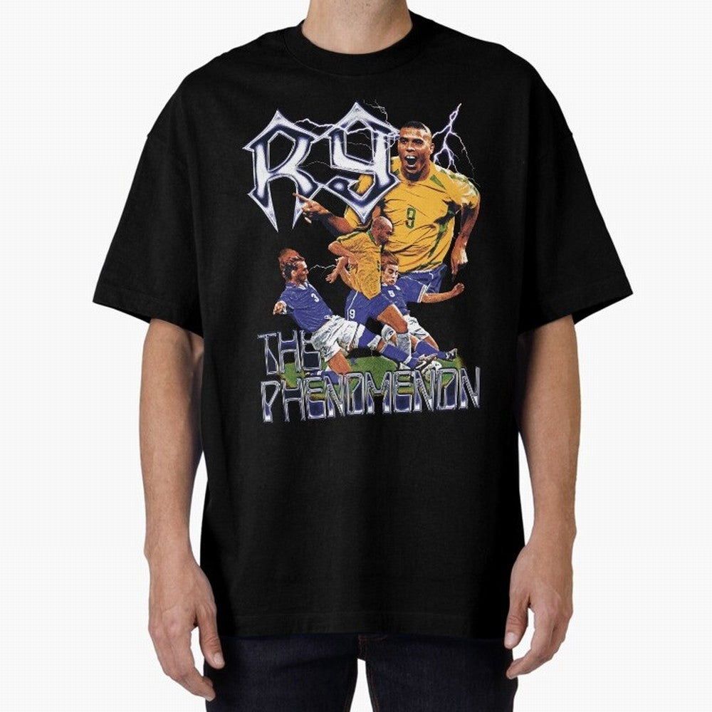 R9, The Phenomenon Oversized T-Shirt Honor the Football Icons of FIFA World Cup 2026 Group Stage Spirit, with Portugal, Messi, Championship Spirit, Famous Goals, Roaring Crowds and International Football Unity; Ideal for Fans Who Follow Messi,