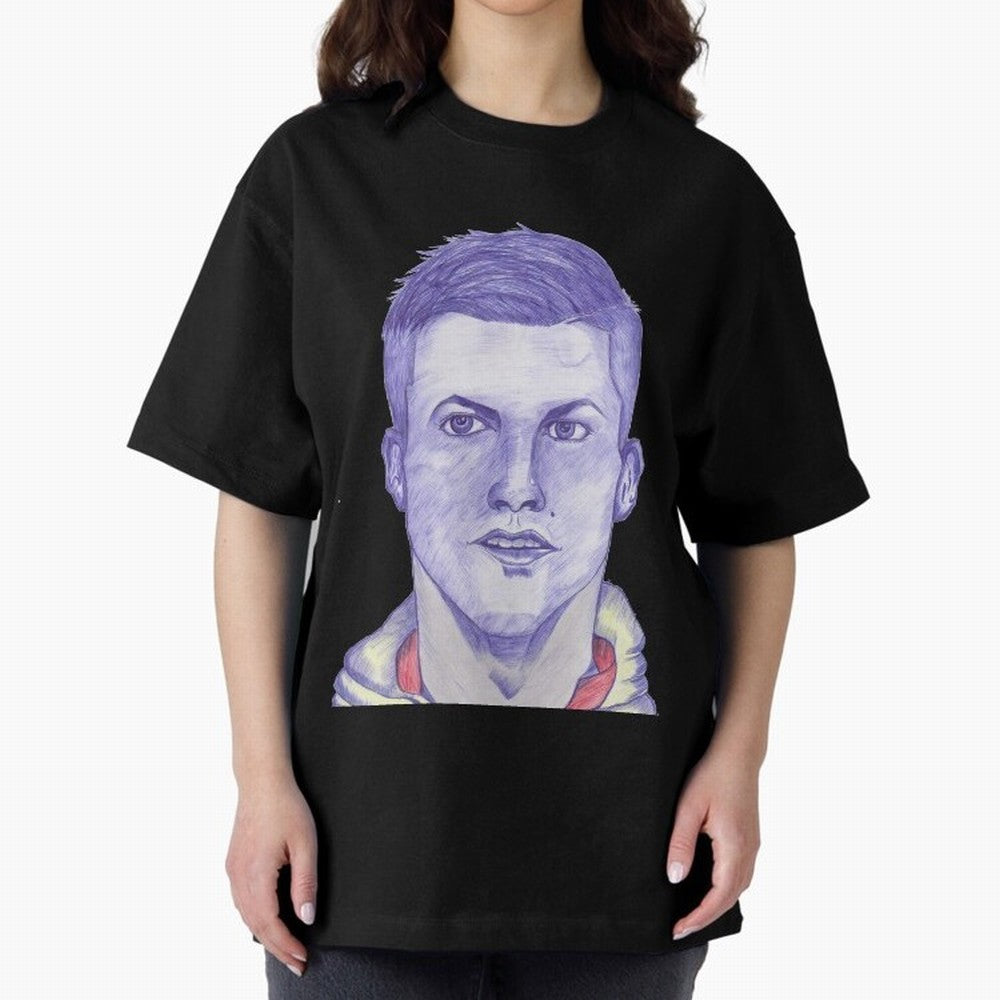 C-Ronaldo portrait drawing Oversized T-Shirt Honor Football Greatness during FIFA World Cup 2026 for Fans of Messi, Neymar and Mbappe and Netherlands, Bringing Classic Soccer Heritage, Championship Pressure, Fan Loyalty and International Pride;
