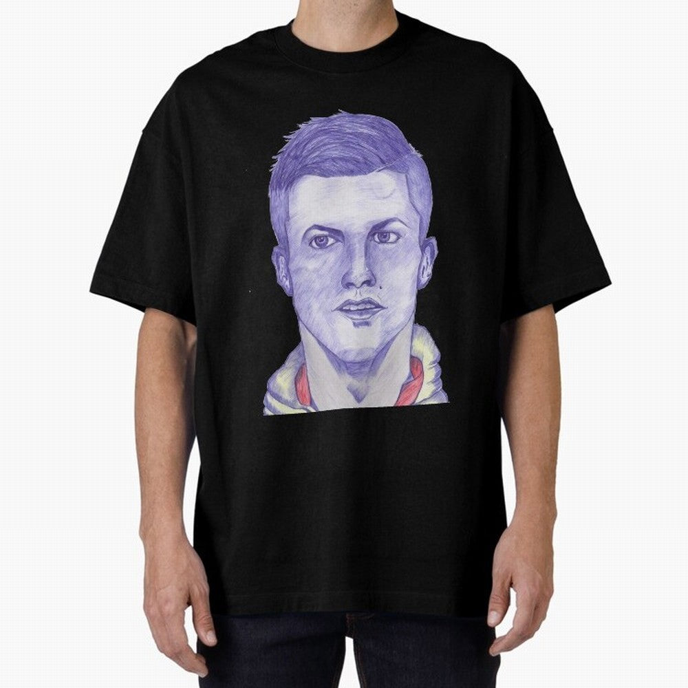 C-Ronaldo portrait drawing Oversized T-Shirt Honor Football Greatness during FIFA World Cup 2026 for Fans of Messi, Neymar and Mbappe and Netherlands, Bringing Classic Soccer Heritage, Championship Pressure, Fan Loyalty and International Pride;