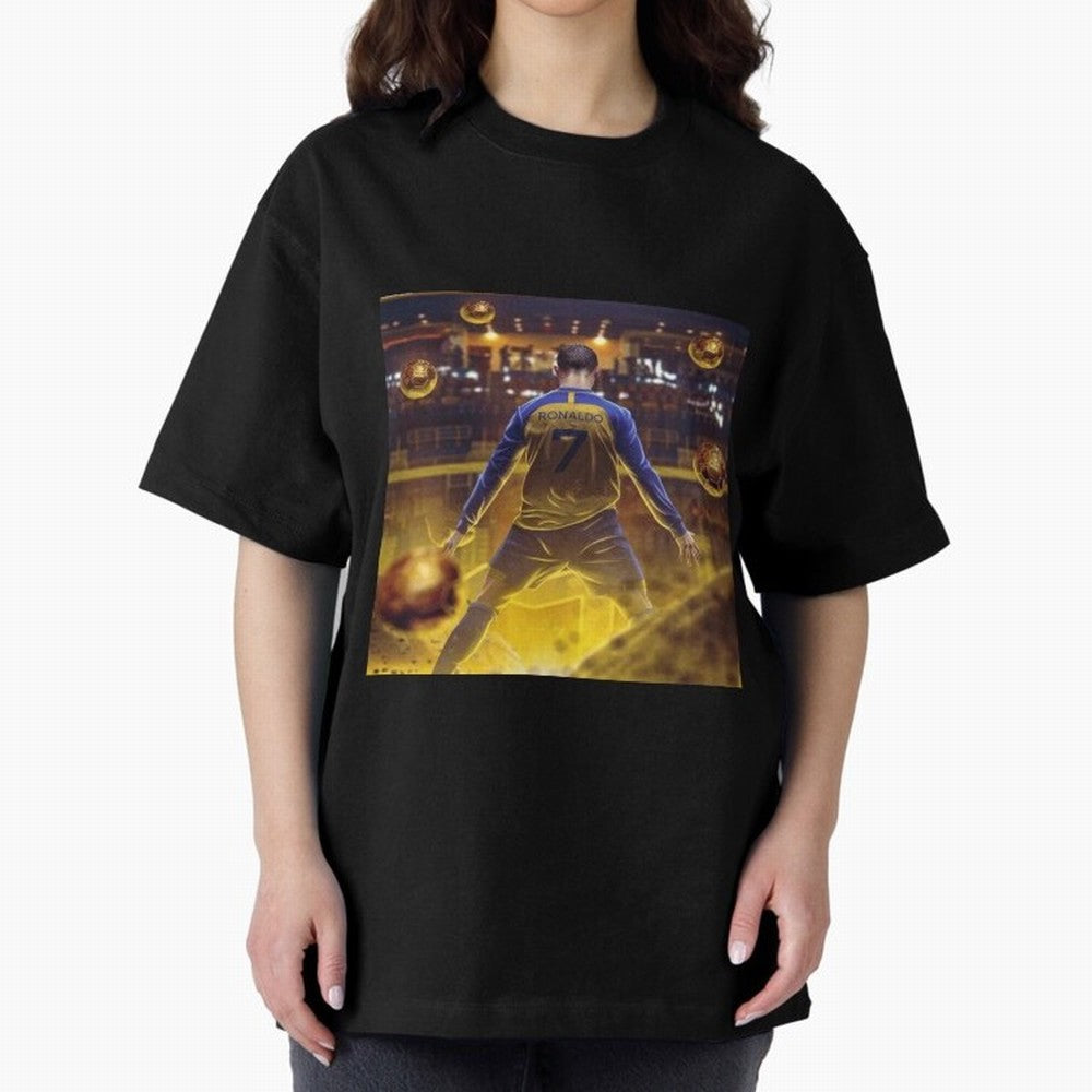 Ronaldo al nassr Oversized T-Shirt Show Your Love for Global Football Passion for FIFA World Cup 2026, Driven by CR7 and Messi, England, Football Festival Excitement, Trophy Ambitions, Country Rivalries and Star Player Buzz; Great for Watch