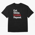 Eat, Sleep, United, Repeat - Funny Manchester United Quote Oversized T-Shirt Celebrate Global Passion for FIFA World Cup 2026 Highlighting Haaland, Argentina, France and Brazil Energy, Match Day Excitement, Supporter Culture, Golden Goals and