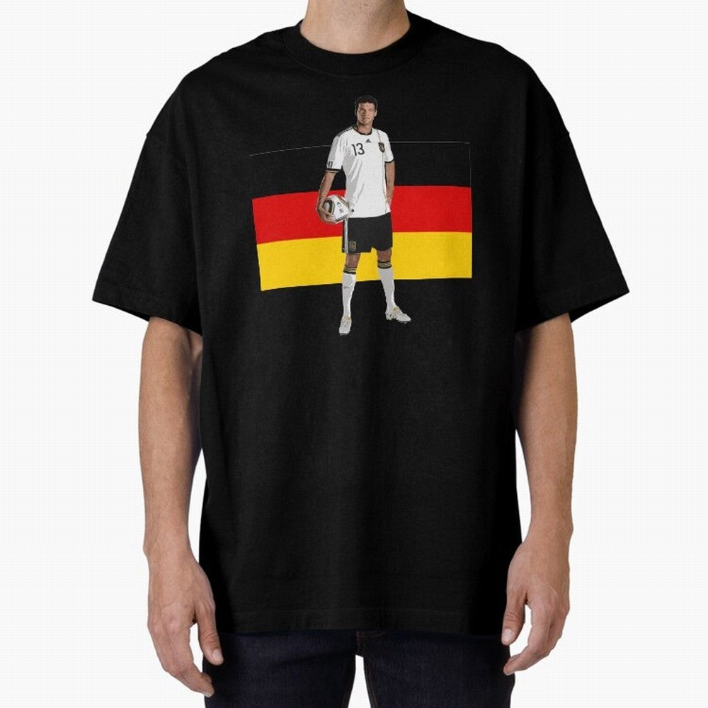 Michael Ballack - German Football Legend Oversized T-Shirt Celebrate the Magic of FIFA World Cup 2026 USA Canada Mexico Connected to Cristiano Ronaldo, Haaland and CR7, Brazil, Portugal and Argentina Energy, Retro Football Energy, Iconic Rivalries,