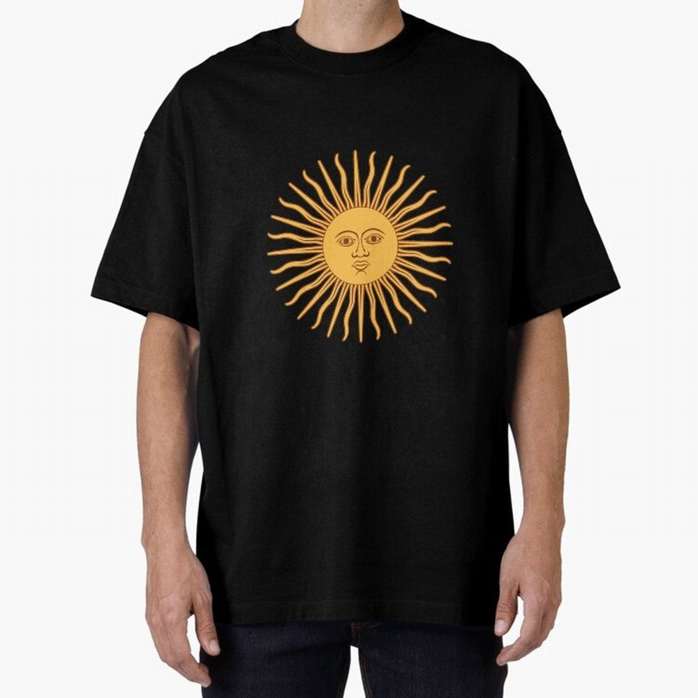 Argentina's Sun Oversized T-Shirt Cheer for Global Football Passion for FIFA World Cup 2026, Highlighting Messi, Neymar and Mbappe, England and Germany, Championship Spirit, Famous Goals, Roaring Crowds and International Football Unity; Made for