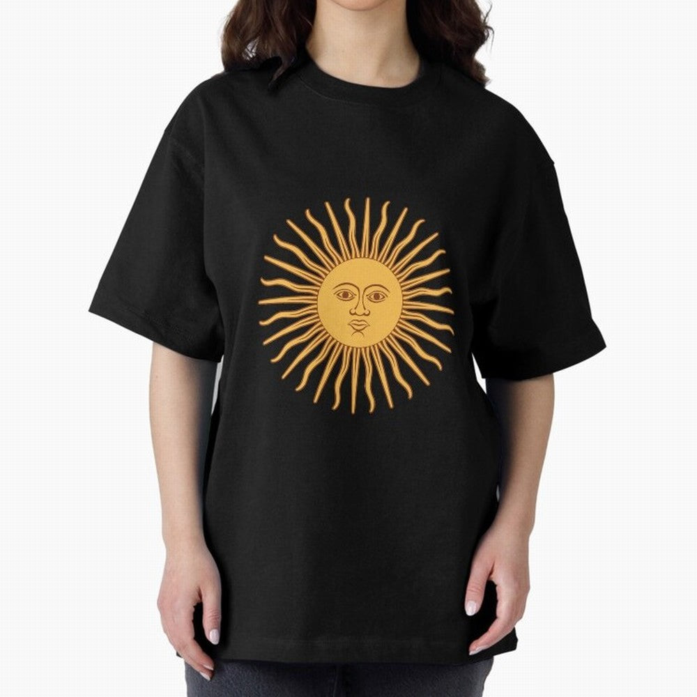 Argentina's Sun Oversized T-Shirt Cheer for Global Football Passion for FIFA World Cup 2026, Highlighting Messi, Neymar and Mbappe, England and Germany, Championship Spirit, Famous Goals, Roaring Crowds and International Football Unity; Made for